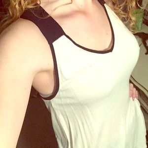 Cream and navy blue tank